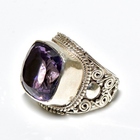 925 Silver Amethyst Large Cocktail Ring